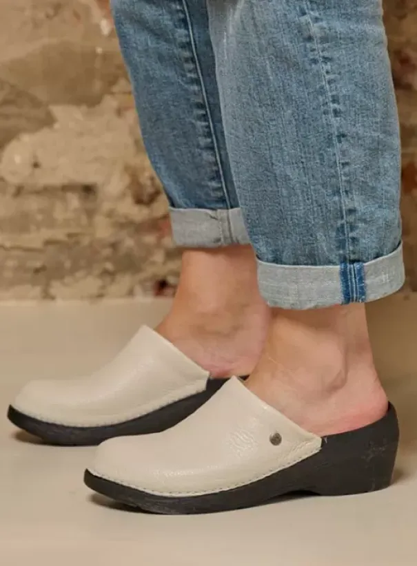 Klompen|Voorjaar/zomer|Wolky Multi Clog creme wit leer