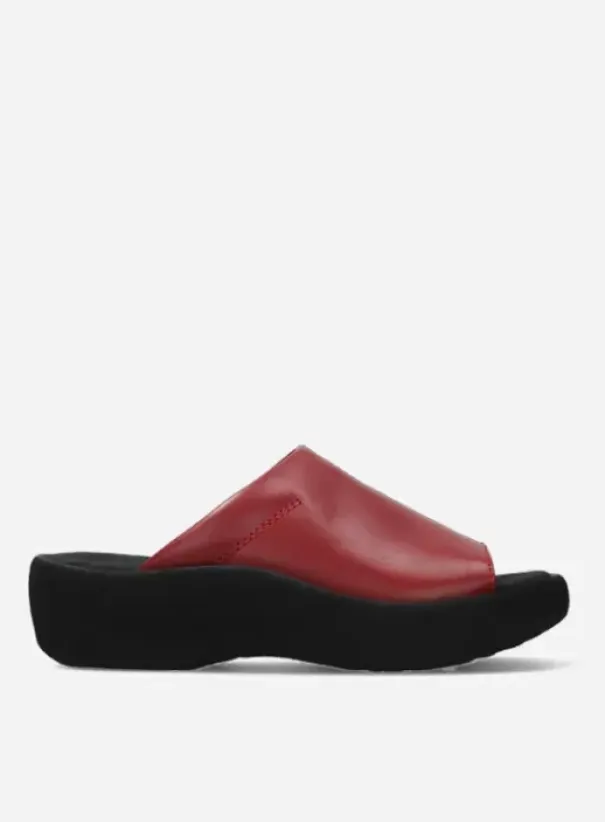 Slippers|Wolky Nassau rood leer