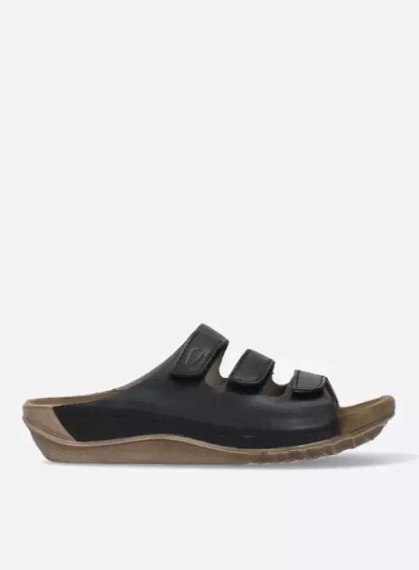 Volle voeten|Slippers|Wolky Nomad zwart geolied leer