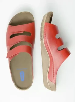 Volle voeten|Slippers|Wolky Nomad rood geolied leer