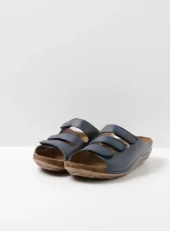 Volle voeten|Slippers|Wolky Nomad blauw leer