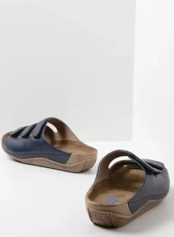 Volle voeten|Slippers|Wolky Nomad blauw leer