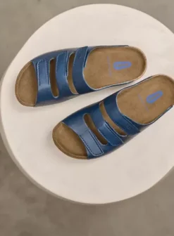 Volle voeten|Slippers|Wolky Nomad blauw leer