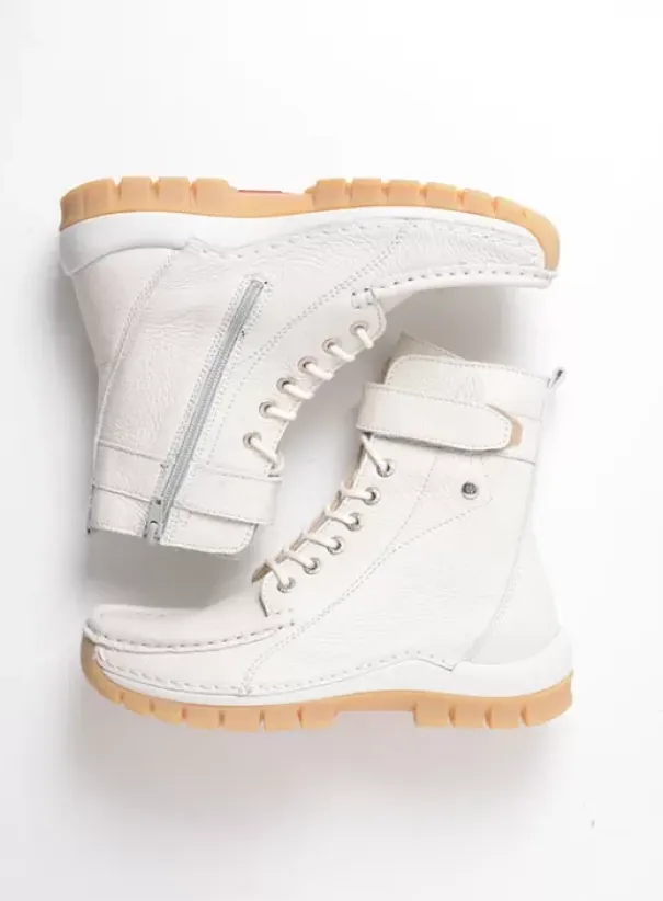 Laarzen|Veterschoenen|Wolky Reach creme wit leer