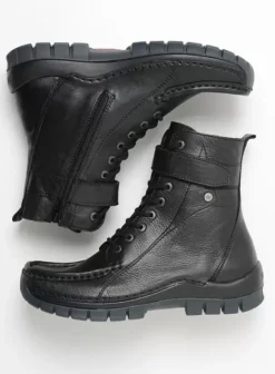 Laarzen|Veterschoenen|Wolky Reach zwart leer