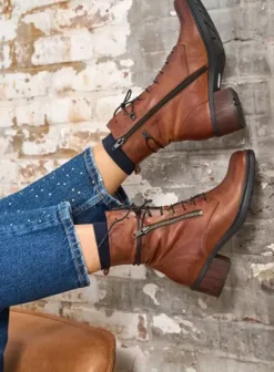 Biker boots|Laarzen|Wolky Rimbley cognac leer