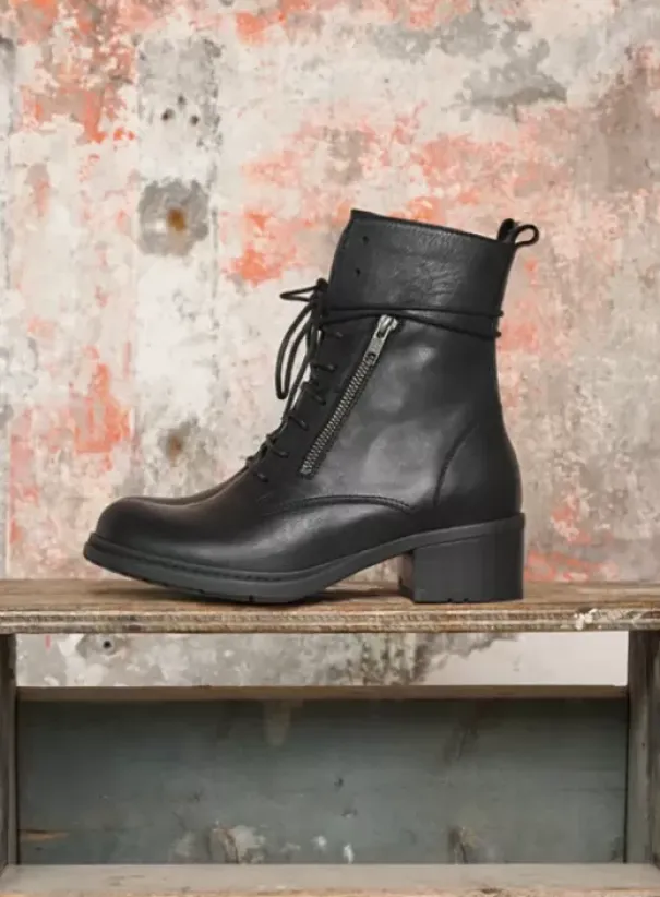 Biker boots|Laarzen|Wolky Rimbley zwart leer