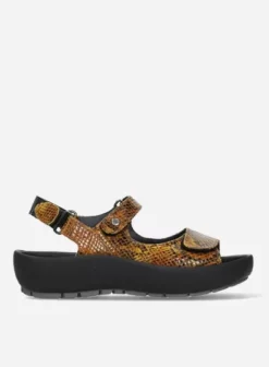 Sandalen|Wolky Rio oker snake print leer
