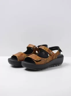 Sandalen|Wolky Rio oker snake print leer