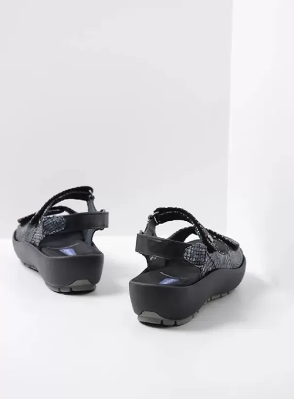 Sandalen|Wolky Rio zwart snake print leer
