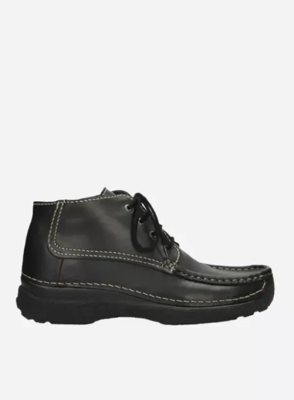 Comfortschoenen|Veterschoenen|Wolky Roll Moc Men zwart leer