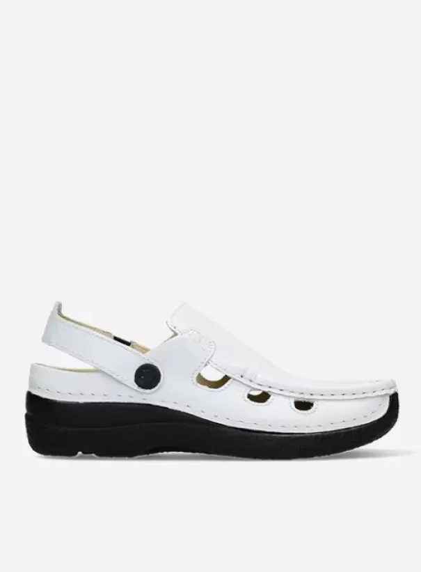 Slippers|Klompen|Wolky Roll Multi wit leer