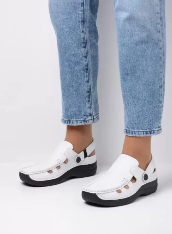 Slippers|Klompen|Wolky Roll Multi wit leer