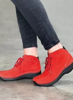 Hielspoor|Veterschoenen|Wolky Roll Shoot donkerrood nubuck