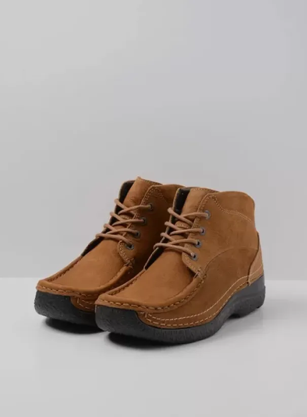 Hielspoor|Veterschoenen|Wolky Roll Shoot cognac nubuck