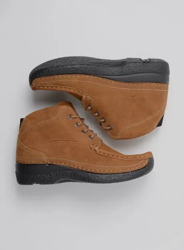Hielspoor|Veterschoenen|Wolky Roll Shoot cognac nubuck