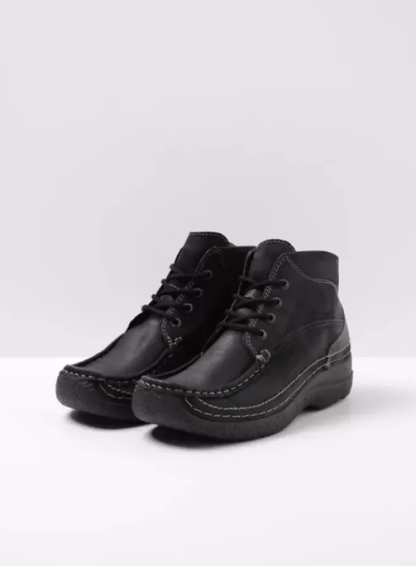 Hielspoor|Veterschoenen|Wolky Roll Shoot zwart nubuck