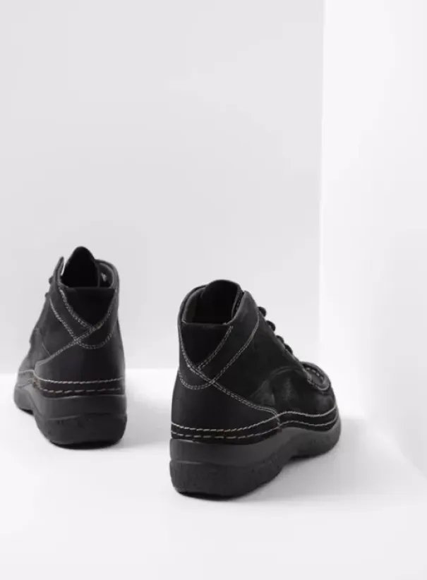 Hielspoor|Veterschoenen|Wolky Roll Shoot zwart nubuck