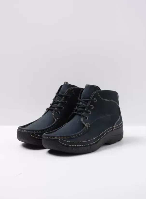 Hielspoor|Veterschoenen|Wolky Roll Shoot blauw nubuck