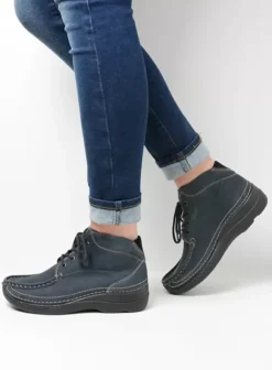 Hielspoor|Veterschoenen|Wolky Roll Shoot blauw nubuck