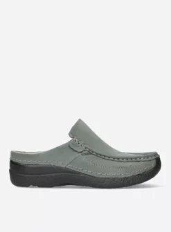 Slippers|Klompen|Wolky Roll Slide saliegroen nubuck