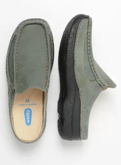 Slippers|Klompen|Wolky Roll Slide saliegroen nubuck