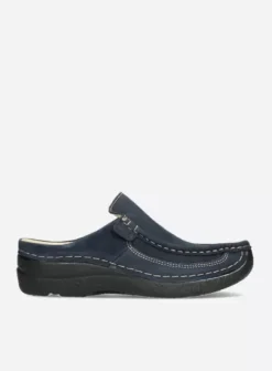 Slippers|Klompen|Wolky Roll Slide blauw nubuck