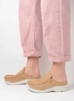 Slippers|Klompen|Wolky Roll Slide beige nubuck