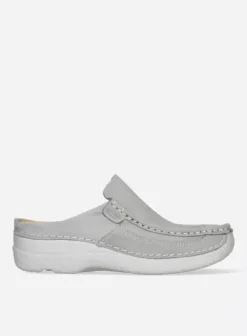 Slippers|Klompen|Wolky Roll Slide lichtgrijs nubuck
