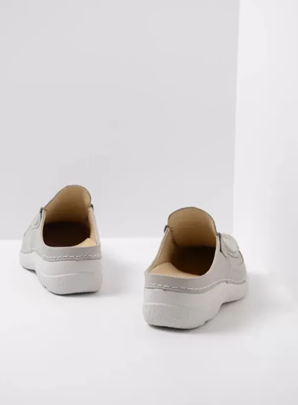 Slippers|Klompen|Wolky Roll Slide lichtgrijs nubuck