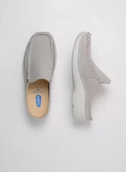 Slippers|Klompen|Wolky Roll Slide lichtgrijs nubuck