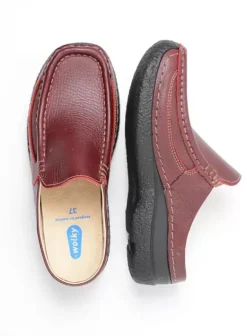 Slippers|Klompen|Wolky Roll Slide rood leer
