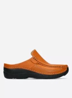 Slippers|Klompen|Wolky Roll Slide oker leer