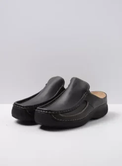 Slippers|Klompen|Wolky Roll Slide men zwart leer