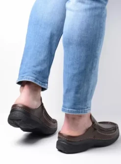 Slippers|Klompen|Wolky Roll Slide men bruin leer