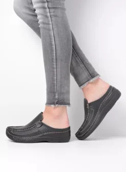 Slippers|Klompen|Wolky Roll Slide Vegan zwart