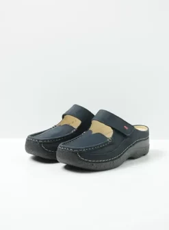 Hielspoor|Slippers|Wolky Roll Slipper blauw nubuck
