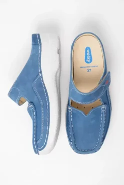 Hielspoor|Slippers|Wolky Roll Slipper dodger blauw nubuck