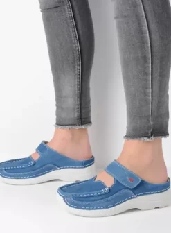 Hielspoor|Slippers|Wolky Roll Slipper dodger blauw nubuck