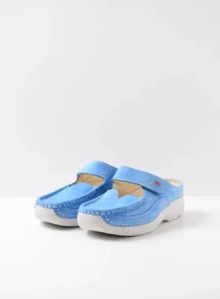 Hielspoor|Slippers|Wolky Roll Slipper hemelsblauw nubuck