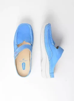 Hielspoor|Slippers|Wolky Roll Slipper hemelsblauw nubuck