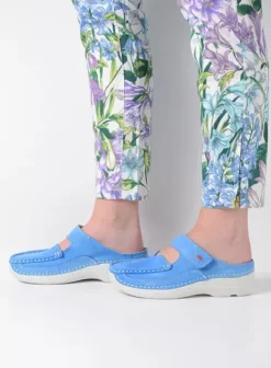 Hielspoor|Slippers|Wolky Roll Slipper hemelsblauw nubuck