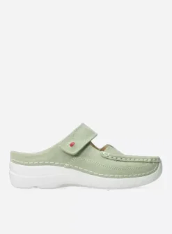 Hielspoor|Slippers|Wolky Roll Slipper lichtgroen nubuck