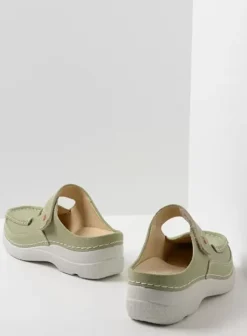 Hielspoor|Slippers|Wolky Roll Slipper lichtgroen nubuck