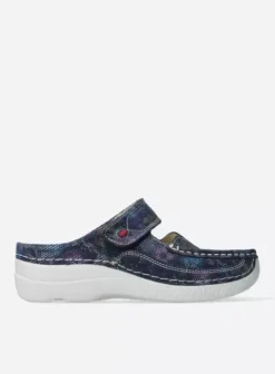Hielspoor|Slippers|Wolky Roll Slipper blue flower