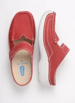 Hielspoor|Slippers|Wolky Roll Slipper rood zomer nubuck