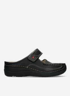 Hielspoor|Slippers|Wolky Roll Slipper zwart leer
