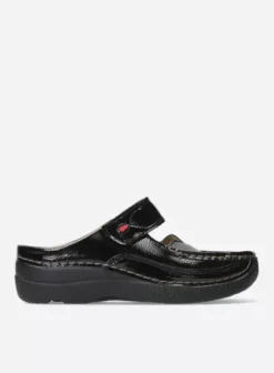 Slippers|Klompen|Wolky Roll Slipper Vegan zwart vegan lak