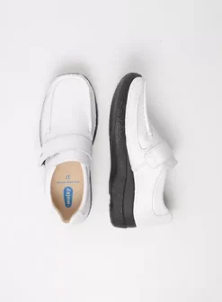 Instappers|Bandschoenen|Wolky Roll Strap wit leer