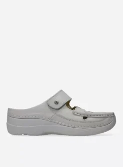 Slippers|Klompen|Wolky Roll Talaria creme wit leer